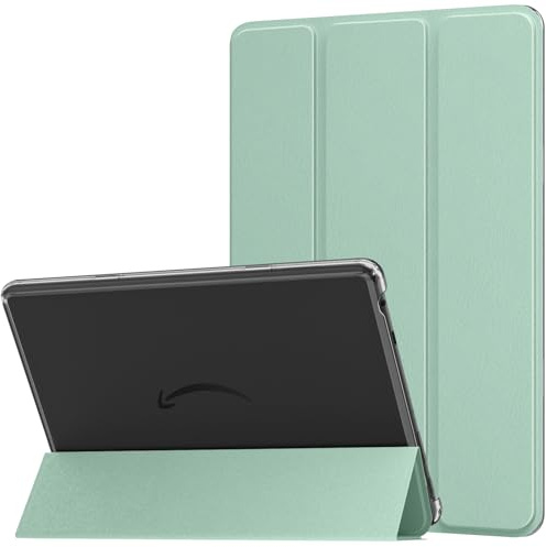MoKo Case for Amazon Fire HD 10 Tablet (13th Generation, 2023 Release) 10.1, PU Leather Trifold Stand Cover for Fire Tablet 10 2023 with Transparent Frosted Backshell, Auto Wake/Sleep, Agave Green