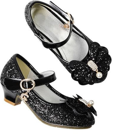 JerrisApparel Scarpe da Principessa per Ragazze Mary Janes Matrimonio Compleanno Festa (Nero, 27 EU)
