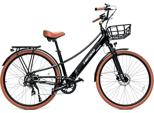 EMotorad Plymouth - Vélo Électrique Urbain pour Adultes - Pneus CST 700x40C - Moteur 36V 250W - Batterie Amovible 420 Wh - Cadre Bas en Aluminium - 5 Niveaux d’Assistance