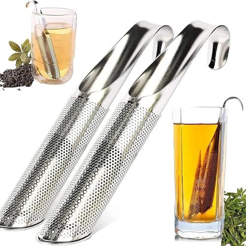 JRYGAC 2 Pièces Infuseur à Thé en Acier Inoxydable Infuseur Thé, Long Manche Boule a The, Boule à Thé, Passoire Fine, Boule a The Infuseur pour Thé en Vrac, Épices, Rose, pour Accrocher Sur une Tasse