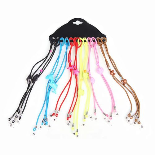 DHWEKU Cordon Lunettes Corde à Lunettes pour enfants, 12Pcs Réglable Universel Attaches Lunettes Sangles PU Lunettes Chaîne Ficelle Titulaire Cordons Femmes Hommes Lunettes pour Sport Running Camping