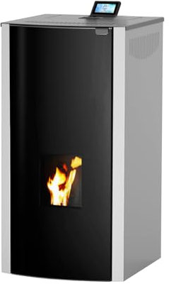 ROBIN WOOD- A++ Woody Total Glass wasserführender Pelletofen 18 kW mit Metallic Lackierung, Glastür und Wlan-Modul (24 kW)