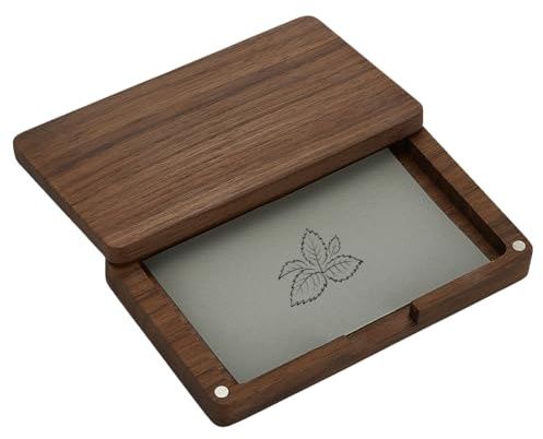 FINGERINSPIRE Porta biglietti da visita in legno 115 x 67 x 18 mm Porta biglietti da visita tascabile con chiusura magnetica marrone cocco porta biglietti da visita rettangolare porta carte di credito