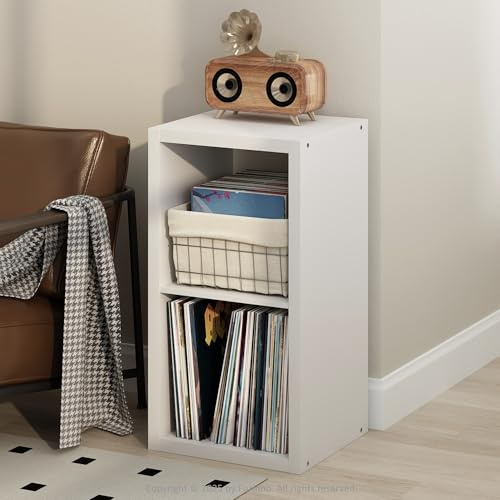 Furinno Cubicle Tocadiscos con Compartimento 4 Cubos 1,2 Estante Abierto para CD DVD BLU-Ray Juegos Sala de Estar Oficina Pino ámbar