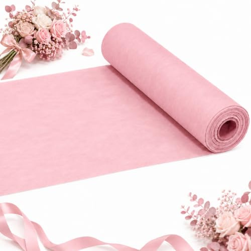 GothicBride Fleece bordslöpare 25 m x 30 cm bordsdekoration dekorativ bordslöpare festdekoration för nattvard födelsedagar bröllop festlig dekoration (ljusrosa)
