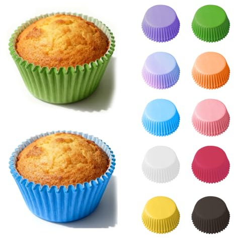 500 Mini Pirottini per Muffin in Carta, 10 Colori, Antiaderenti e Resistenti al Calore, per Cupcake, Dolci e Dessert, Perfetti per Forno, Friggitrice ad Aria, Feste, Compleanni e Pasticceria, 3,5cm