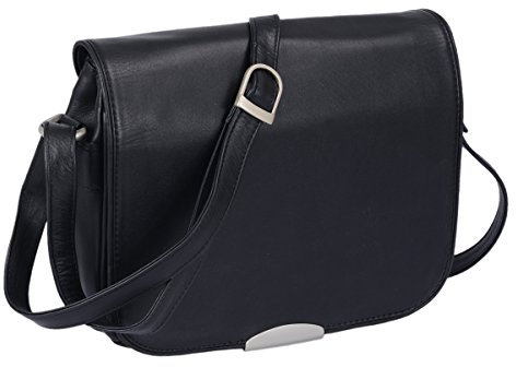 Damenhandtasche LOUANA in Echt-Leder, schwarz, 28x22x8cm
