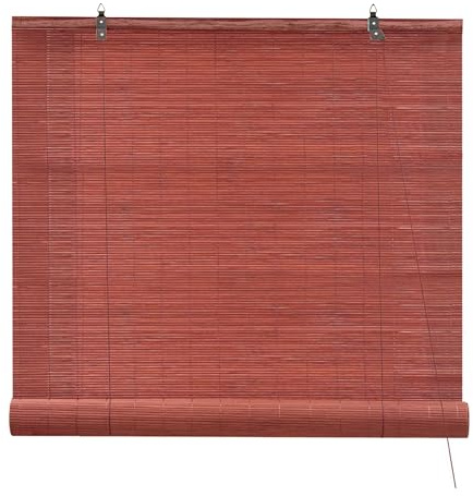 Victoria M. Klemmfix Tenda a Rullo in Bambù per Interni, Montabile senza Fori, Protezione Solare per Porte e Finestre, 150 x 220 cm, Colore Ciliegia