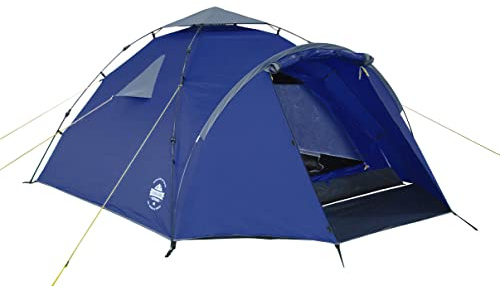 Lumaland Pop Up Zelt | 3-4 Personen Familienzelt | Wurfzelt Innenmaße 210x210x120 cm | Wasserdicht & Windfest | Ideal als Camping, Festival & Reise Zelt | Ultraleicht & Robust [Blau]