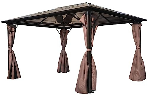 vidaXL Gazebo, tienda de campaña desplegable con cortinas, pabellón plegable con paredes laterales, tienda de campaña para fiesta de boda para patio, jardín, aluminio marrón