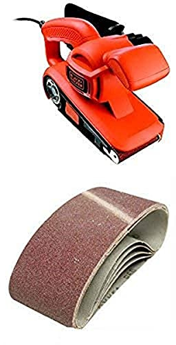BLACK+DECKER KA86-QS Levigatrice a Nastro, 720 W + Silverline 901495 5 Nastri Abrasivi, 75 x 457 mm, Grana 120