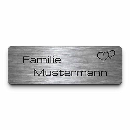 Gravierte Briefkastenschilder | Namensschilder selbstklebend o. mit Bohrung | personalisiert mit Familien Name & Motiven | Türschild mit wetterfester Gravur | Klingelschild Haustürschild Metall
