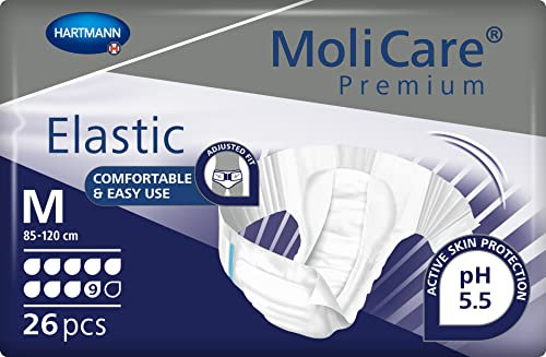 MoliCare Premium Elastic Unisex Einweg-Slip: diskrete Anwendung für Frauen und Männer mit Inkontinenz; 9 Tropfen, Größe M, 26 Stück