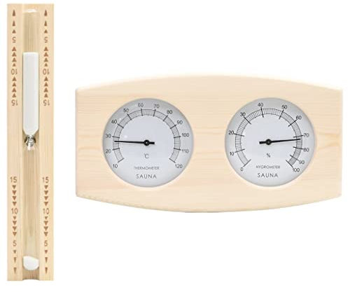 vidaXL 2-in-1 Sauna-Hygrothermograph und Sanduhr Set Massivholz Kiefer