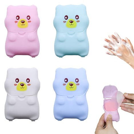 MIPIACE 4 Scatole Sapone in 200 Fogli da Viaggio di Carta con Custodia in Plastica per Campeggio Escursionismo Barbecue