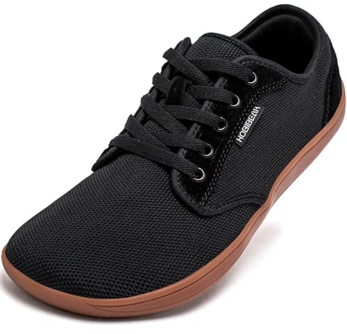 HOBIBEAR Unisex Wide Barefoot Minimalist Shoes for Men Women Outdoor Trail Walking Shoes(Black/Brown, UK 8)