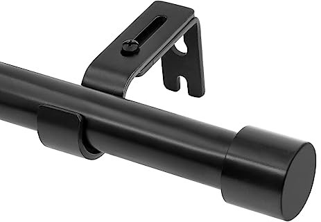 Vailge Gardinenstange Ausziehbar Schwarz, 80-150cm Länge, Ø 25mm Rohr, Vorhangstange mit Dekorativen Kappen, Gardienenstangenset mit Verstellbaren Halterungen für Schlafzimmer Wohnzimmer Fenster