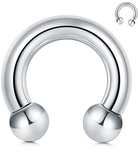 FECTAS PA Ring Prince Albert Piercing Internally Threaded Circular Barbells Horseshoe 2G 12mm Surgical Steel Body Jewellery for Men Women