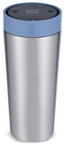 Circular & Co Thermal Stainless Steel Travel Mug - 16oz/454ml - Insulated Reusable Coffee Cup - 100% Leakproof & Lockable - 6 Hours Hot/Cold - Push Top, One Hand Open, 360 Drinking Coffee Tumbler