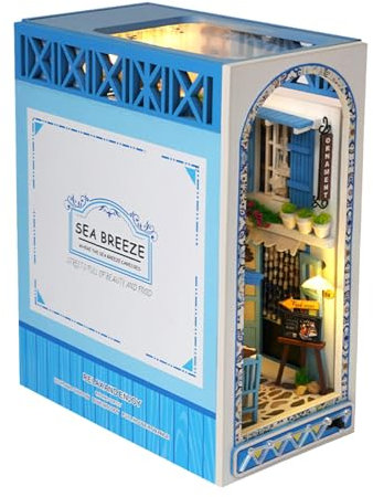 Colexy Book Nook Kit, DIY Casa de Muñecas en Miniatura de Madera, Casa Libros de Madera, Decoración de Inserción de Estantería Creativa, Bookshelf Insert Bookend Sujetalibros (E)