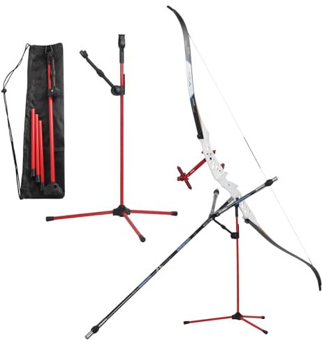 SOPOGER Bogenschießen Recurve-Bogenständer – 61 cm tragbarer Bogenhalter für Recurvebogen, leichtes Fiberglas-Bogenregal, langer Bogenaufhänger, sichere Präsentation (rot)