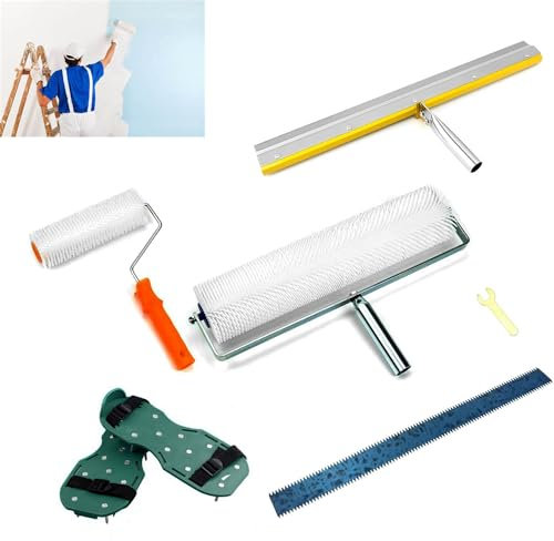 TOOSOAR Kit de Herramientas de Autonivelación de Cemento,con Puntas de Pisos,para Trabajos de Cemento Autonivelantes en el Hogar o en La Industria