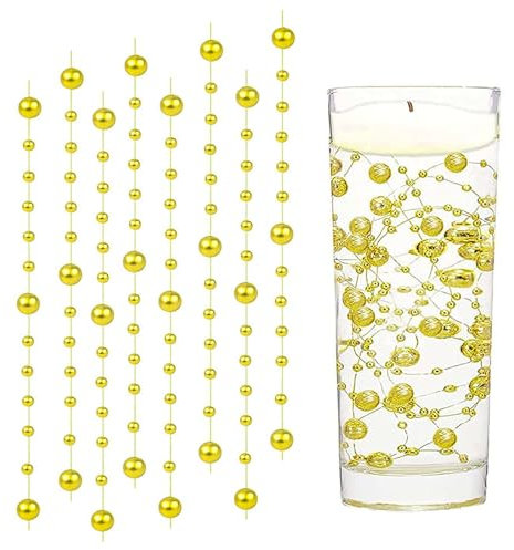 18 Stück Gold Wasserperlen Schwimmkerzen Schwimmende Perlen Schwimmende Kerzen Schwimmkerzen für Vase, Wasserflaschenfüller, Hochzeit, Tischdekoration (1,2 M)（Keine Kerzen）