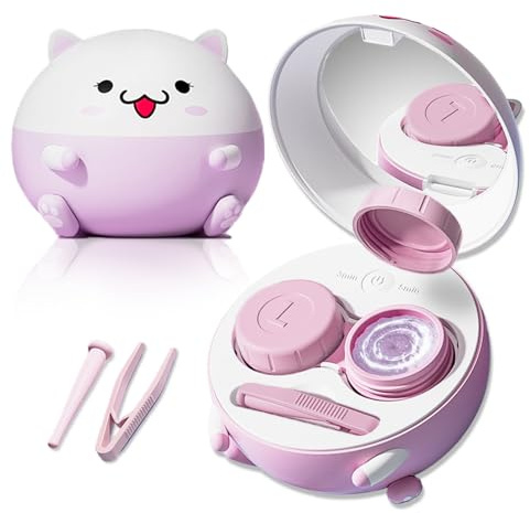 Vastsoon Cute Contact Lens Cleaner, Case Cleaning Machine with Solution Soak Case and Contact Lens Applicator Tool for Daily Vision Care, Travel Size (Purple)