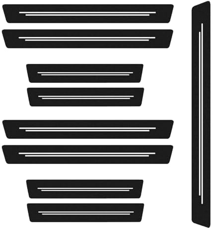 Xmart 9 piezas Pegatinas Umbral de Puerta de Coche Protector Cinta Umbral Fibra Carbono Negro Puerta Estribos Coche Universal protectores para Bordes Puertas Autom