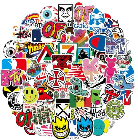 Yoimckay: 101 pegatinas de marca, calcomanías de tendencia, pegatinas de estilo graffiti, modernas, impermeables, para portátiles, ordenadores, monopatines, adultos, adolescentes, niños