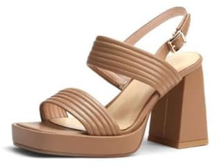 Sandali Donna Con Tacco Grosso Moda Punta Quadrata Fondo Spesso Punta Aperta Tacchi Alti Sexy Scarpe Da Abito Per Il Matrimonio(Apricot,34)