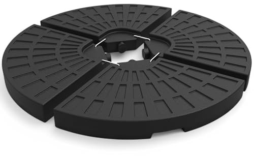 Pincho Base Sombrilla Terraza Exterior, Parasol Terraza Exterior, Pie de Sombrilla Terraza Exterior, Base Parasol HDPE Rellenable con Agua y Arena - 4 Piezas Redonda 100x100x7,5 cm Negro