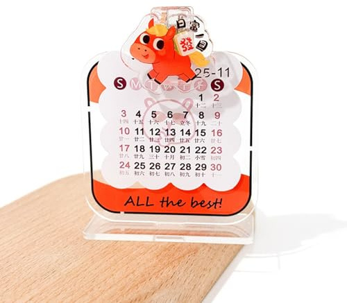 Mini calendario da scrivania 2026 con simpatico calendario con inserto in acrilico 2D, per ufficio e scuola, segnalibro, clip per promemoria, regalo decorativo per Capodanno