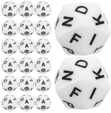 Artibetter Dadi Alfabeto 20 Facce in Acrilico 40 Pezzi per Giochi Educativi e Apprendimento Linguistico