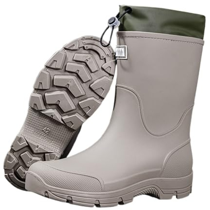Botas de goma para hombre, media altura, suela gruesa, resistente a la abrasión, botas de goma antideslizantes, botas de lluvia impermeables para camping, senderismo, actividades al aire libre