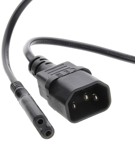 kenable Cable Adaptador de Corriente IEC C14 3 Pines Macho a C7 Figura 8 Macho, 0.75mm², Negro, 1m