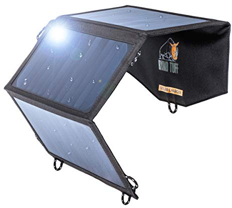 Ryno Tuff 21W Lightweight Portable Solar Charger for Camping - Foldable Solar Powered Cells with 2 USB Ports To Fast Charge Smartphones, Tablets & Battery Packs -Charge While Hiking, Camping & Fishing
