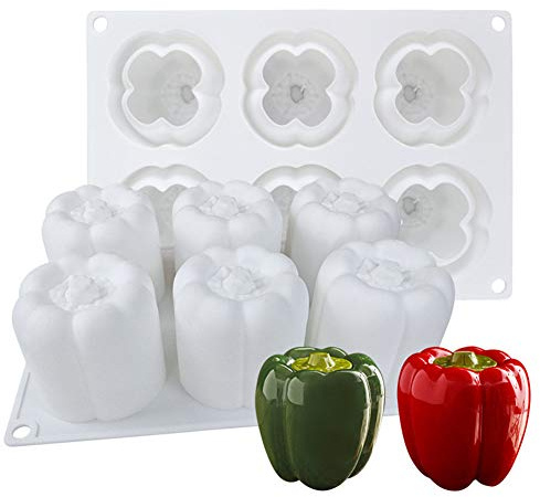 DUBENS Stampo in silicone a forma di peperoncino 6 cavità per mousse, torte, dessert, decorazione pasticceria, utensili da cucina
