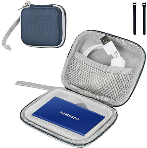 ProCase Étui pour Samsung T7/ T7 Touch/ T7 Shield Portable SSD, avec 2 Attaches Housse de Protection SM Disque Dur Externe 250 Go, 500 Go, 1 to et 2 to, Antichoc avec Proche Filet pour Accessoires
