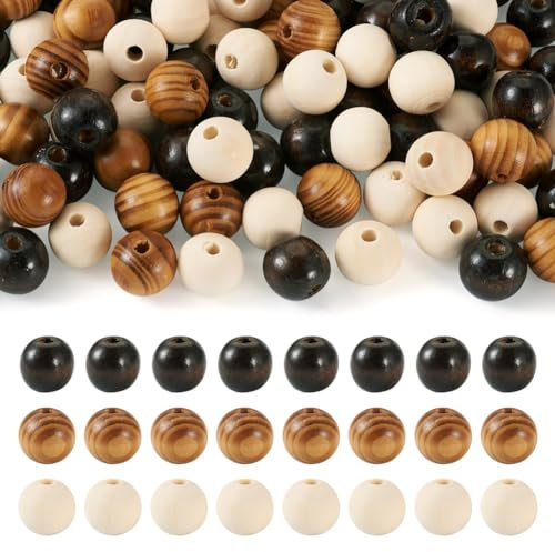 Cheriswelry Dreadlock-Perlen aus Holz, 100 Stück, großes Loch, rund, Rondelle, für Haare, Abstandshalter, lose Perlen für Schmuckherstellung, Loch: 4 bis 5 mm