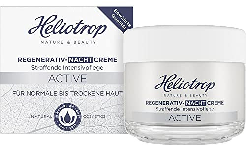 Heliotrop Feuchtigkeitsspendende Nachtpflege für normale bis trockene Haut, Gesichtspflege mit Algenextrakt, Vitamin C und Pflanzenölen, Active Regenerativ Nachtcreme, 1 x 50 ml