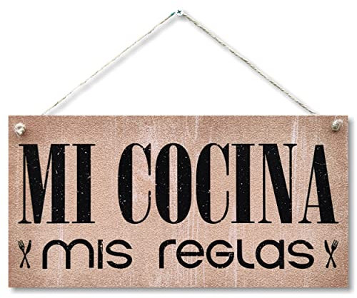 CARISPIBET Mi Cocina mis reglas carteles decorativos placas de decoración adornos colgantes 15 x 30 cm