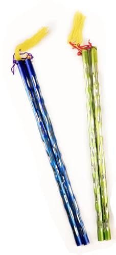 Traditionelle Dandiya Garba Deko-Sticks Set mit 2 Paaren für Navratri Celebration Dance verschiedene Farben (Metall – 4 Stäbchen))