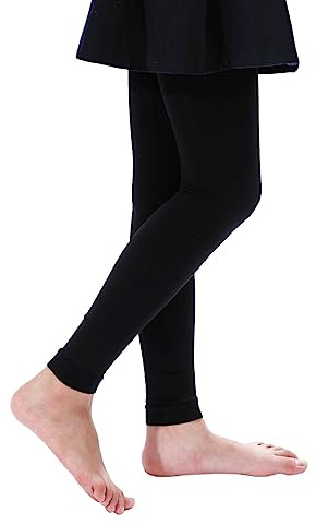 EVERSWE Girl's Microfiber Footless Tights, Ultra Soft Ballet Dance Tights (Black 6-8)