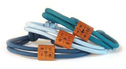 Initialen Gravur Armand aus Holz Segeltau Familien Holzarmband mit Wunschgravur aus Segeltau, verschiedene Farben