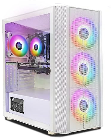 STGsivir Gaming PC, Intel 10th Gen 3.5 GHz, AMD Radeon RX 5500 XT 8GB GDDR6, 16GB RAM, 512GB SSD, WLAN 600M, BT 5.0, RGB Lüfter x 4, Windows 11, Gamer PC Computer Desktop