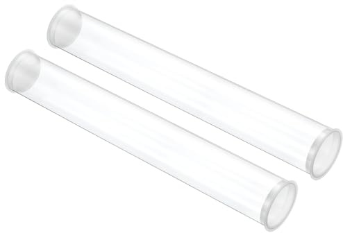 PATIKIL Tubos De Almacenamiento Transparentes De 11.8L X 1.7De Diámetro 2Pcs Tubo Rígido Redondo Hueco De Plástico PC Con Tapa Para Cuentas Sales De Baño Contenedor Favoritos