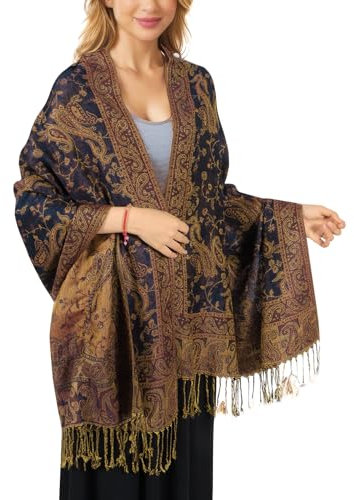 Pashmina Schal Damen, Elegant Weich Schultertuch Schal für Damen, Leicht Frauen Halstuch Stola mit Paisleymuster - Tuch Lang Damen