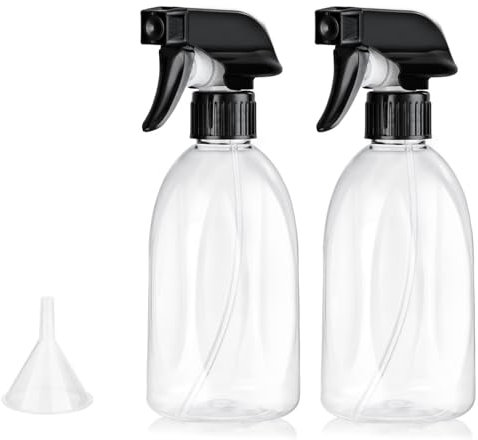 Bynccea Kunststoff Wassersprühflasche 400 ml Leere Sprühflasche Pflanzen mit Verstellbare Sprühkopf, Zerstäuber Sprühflaschen Blumensprüher Sprühflaschen für Garten, Friseur(Transparent Weiß)