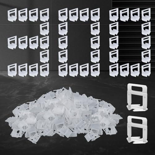 Fliesen Nivelliersystem 300 Stück 2mm Fliesenklammern & Nivellierclips aus PP | Profi Set für Großformat Fliesen | DIY Verlegung von Wand & Boden (Keramik, Marmor, Naturstein)
